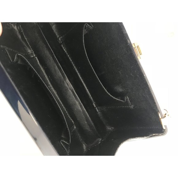 Vintage Lucite Structured Bag Navy Blue Classic Lucite Box Clutch Crossbody Shou - Picture 11 of 16